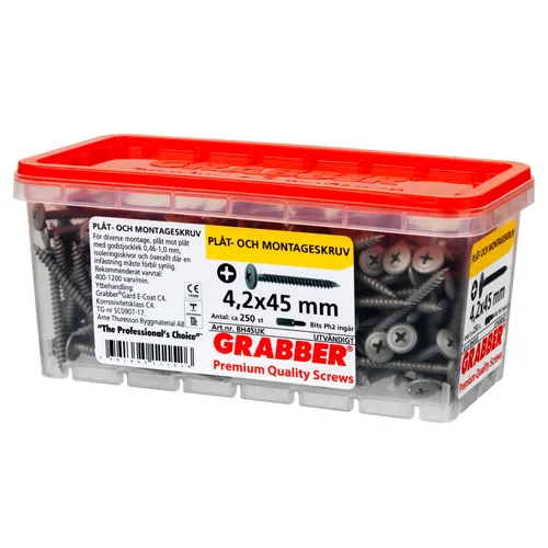 Montageskruv Trä/Stål C4 4,2x45 mm, 250 st/frp
