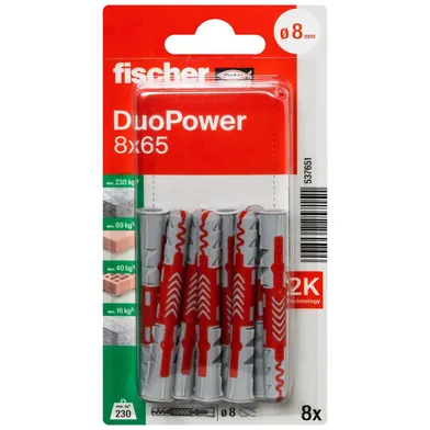 Universalplugg Duopower 8x65 mm, 8 st/frp
