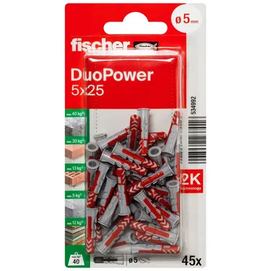 Universalplugg Duopower 5x25 mm, 45 st/frp