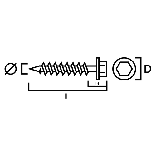 Bygg-/konsolskruv sexkant FZB 6,5x50 mm, 10 st/frp