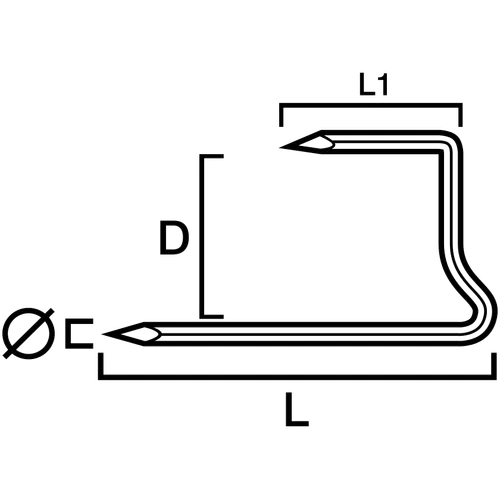 Takpannekrok rostfri A2 60x25x30x3,0 mm, 100 st/frp