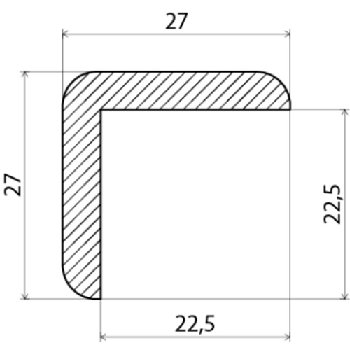 Hörnlist vitmålad furu 27x27 mm, 2700 mm