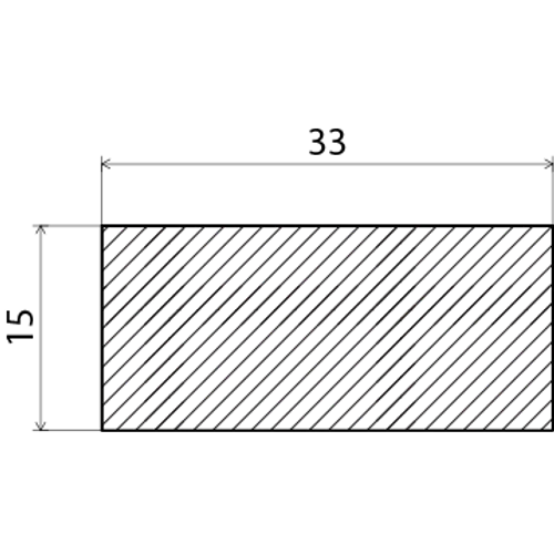 Planhyvlad obehandlad furu 15 mm 15x33 mm, 1000 mm