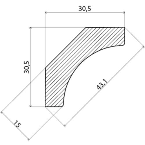 Hålkälslist obehandlad furu 15x43 mm, Löpmeter