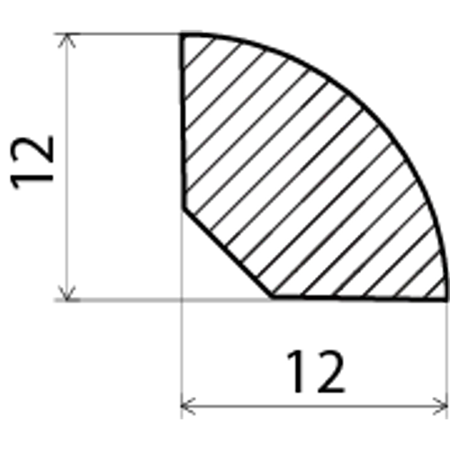 Kvartstav vitmålad furu, NCS 0500-N 12x12 mm, 4400 mm