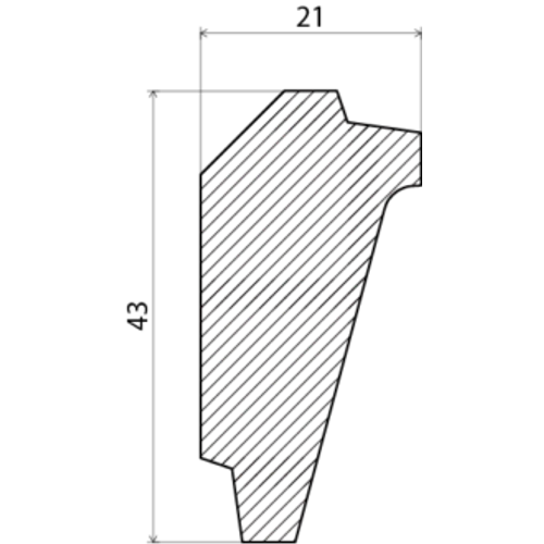 Dubbelskugglist obehandlad furu 21x43 mm, Löpmeter