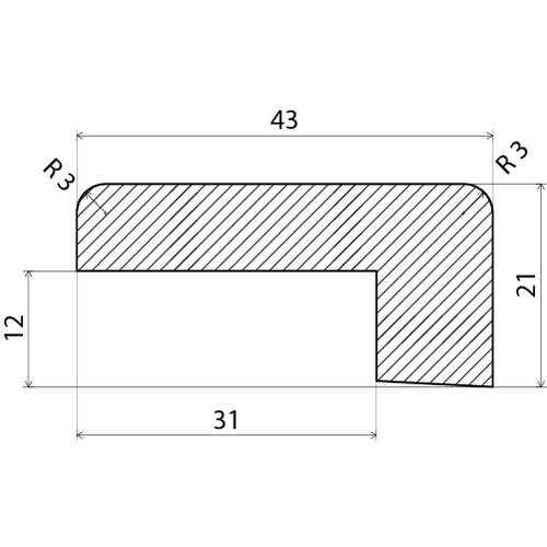 Klackfoder obehandlad furu, klack 12 mm 21x43 mm, Löpmeter