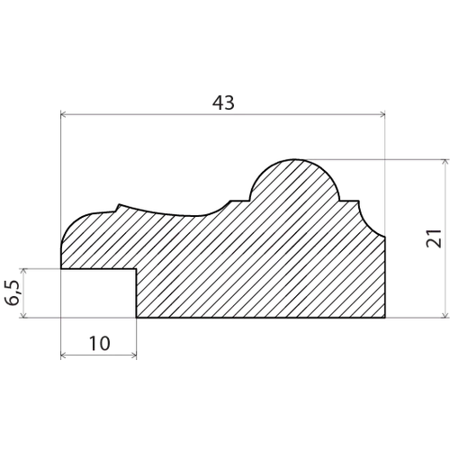 Bröstlist vitmålad furu m. fals 21x43 mm, 2400 mm