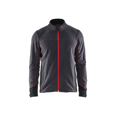 Microfleecejacka, Mörkgrå/Röd Strl. L