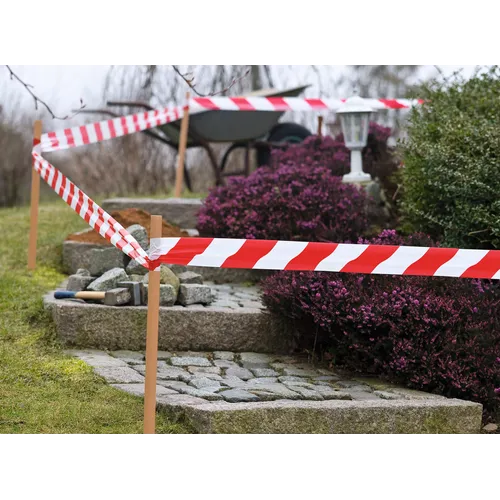 Avspärrningsband 80 mm, 100 m, Röd/Vit