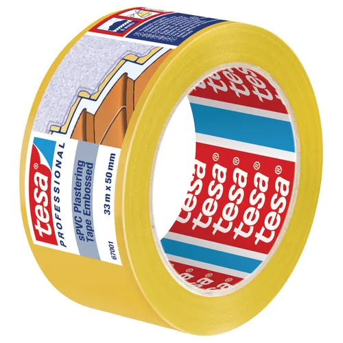 Bygg- och Skyddstejp, Räfflad 50 mm, 33 m, 6 V, Gul