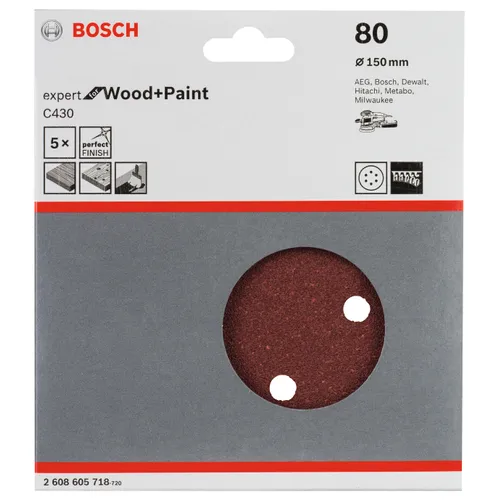 Sliprondell C430 Expert Trä/Färg 150 mm, K80, 5-pack