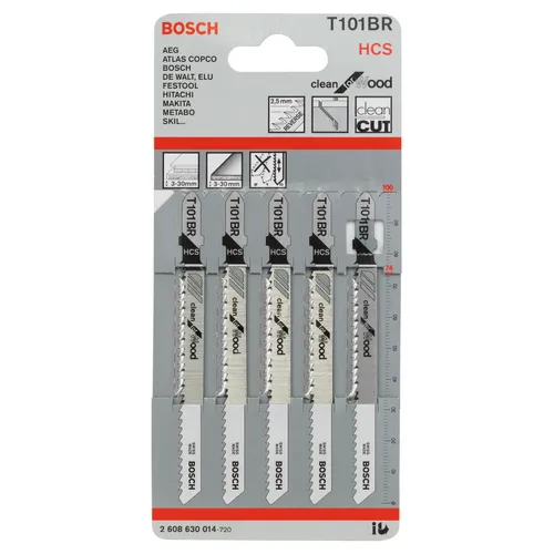 Sticksågsblad T 101 BR Clean Trä omvänd 100 mm, 5-pack