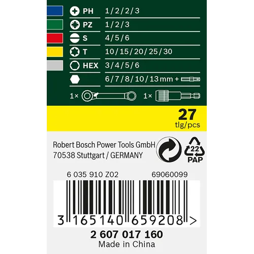 Bits- & Hylsnyckelset Promoline 27 delar