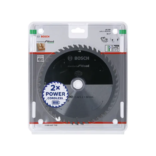 Cirkelsågklinga Standard f. batteridrift, Trä 190/30 mm, 48T