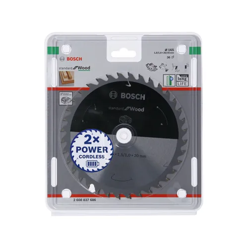 Cirkelsågklinga Standard f. batteridrift, Trä 165/20 mm, 36T