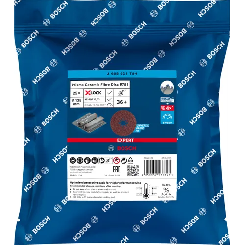 Fiberslipskiva X-Lock Prisma Ceramic R781 Metall 125 mm, K36