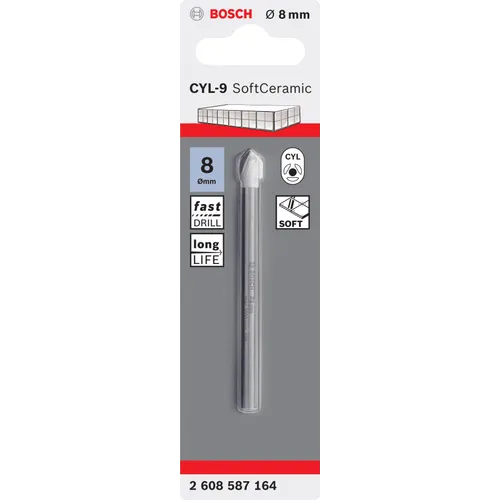 Kakelborr CYL-9 Ceramic 8x80 mm