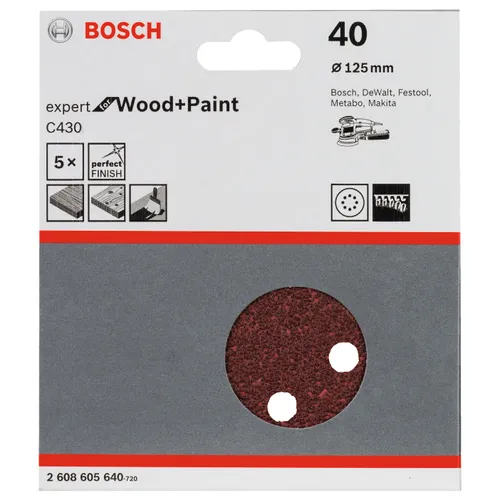 Sliprondell C430 Expert Trä/Färg 125 mm, K40, 5-pack