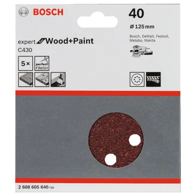 Sliprondell C430 Expert Trä/Färg 125 mm, K40, 5-pack