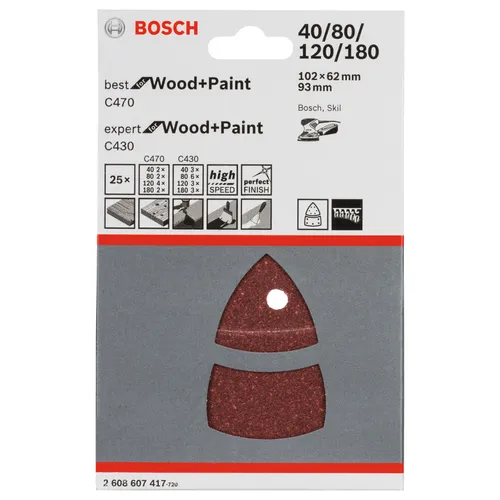 Slippappersats C470 & C430 K40-K180, 25-pack