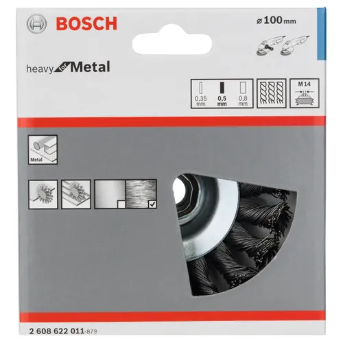 Stålborste konisk M14 Ø 100 mm, Grov