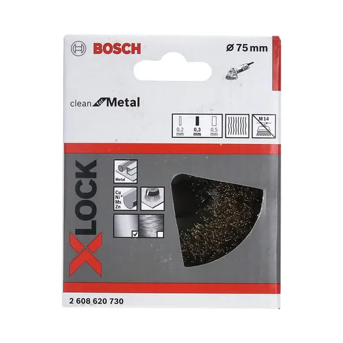 Ståltrådsborst X-LOCK Metall Ø 75 mm, Vågad mässing