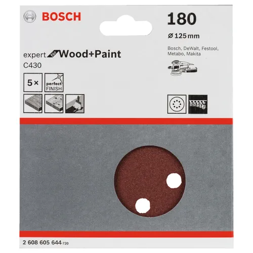 Sliprondell C430 Expert Trä/Färg 125 mm, K180, 5-pack