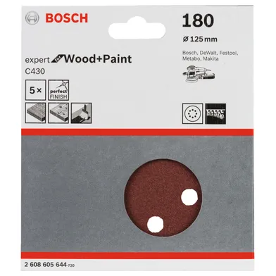 Sliprondell C430 Expert Trä/Färg 125 mm, K180, 5-pack