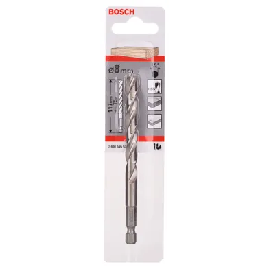 Träspiralborr, 1/4-tum insexskaft 8x75/117 mm, 1-pack