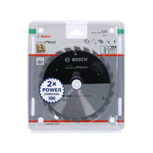 Cirkelsågklinga Standard f. batteridrift, Trä 160/20 mm, 24T