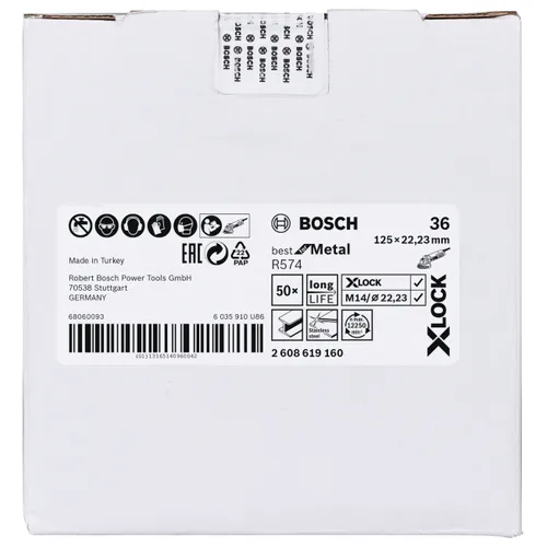 Fiberslipskiva X-LOCK Metall 125 mm, K36