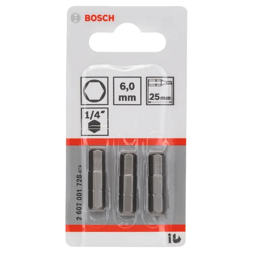 Bits Sexkant 25mm Extra Hard 6 mm, 3-pack