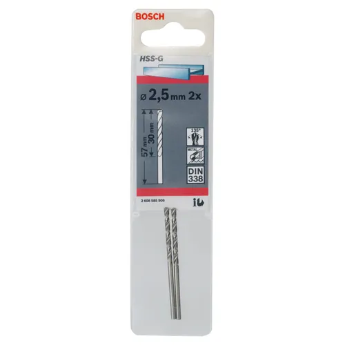 Metallborr HSS-G 2,5x57 mm, 2-pack
