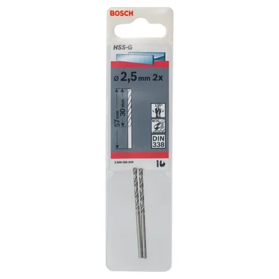 Metallborr HSS-G 2,5x57 mm, 2-pack