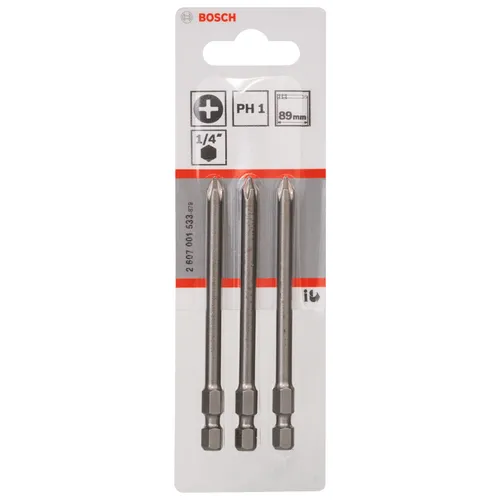 Bits 1/4, PH1 Extra hård, 89mm ,3 par