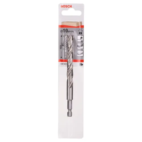 Träspiralborr, 1/4-tum insexskaft 10x87/133 mm, 1-pack