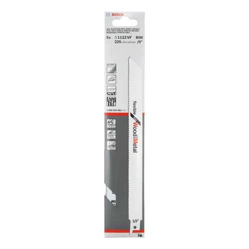 Tigersågblad S 1122 VF Flexible for Wood and Metal 225 mm, 5-pack