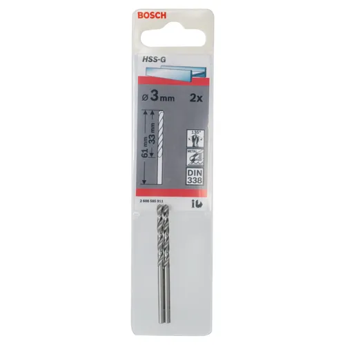 Metallborr HSS-G 3,0x61 mm, 2-pack
