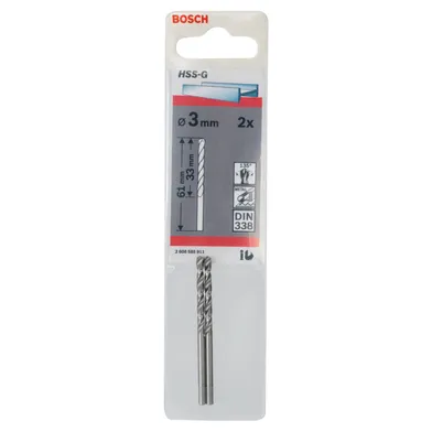 Metallborr HSS-G 3,0x61 mm, 2-pack