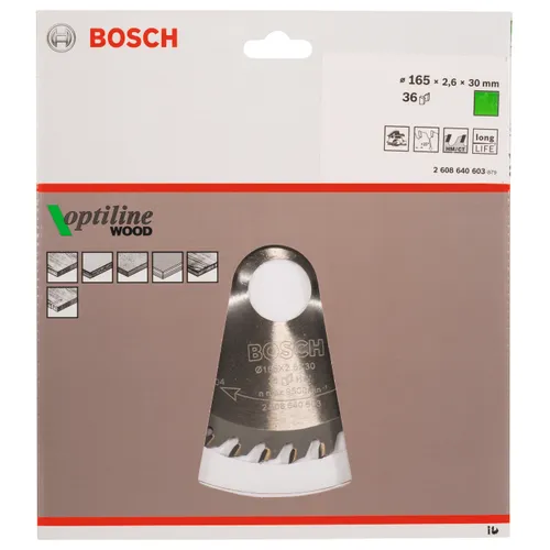 Cirkelsågklinga Optiline Trä 165/30 mm, 36T