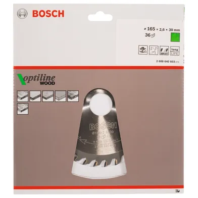 Cirkelsågklinga Optiline Trä 165/30 mm, 36T