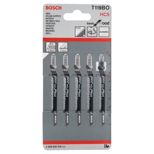 Sticksågsblad T119 BO Basic Trä 83 mm, 5-pack
