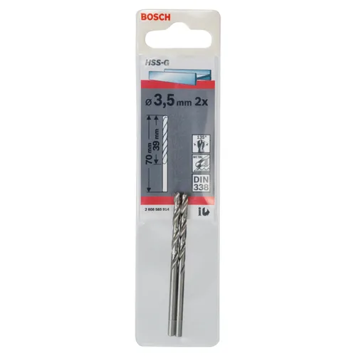 Metallborr HSS-G 3,5x70 mm, 2-pack