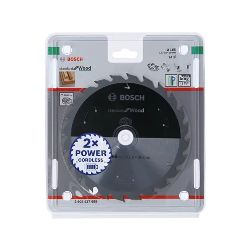 Cirkelsågklinga Standard f. batteridrift, Trä 165/20 mm, 24T