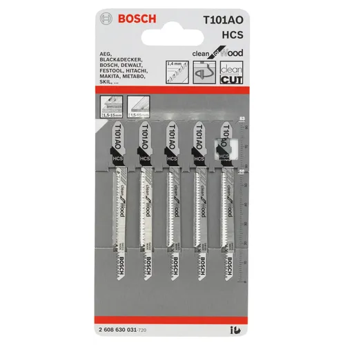 Sticksågsblad T 101 AO Clean Trä 83 mm, 5-pack