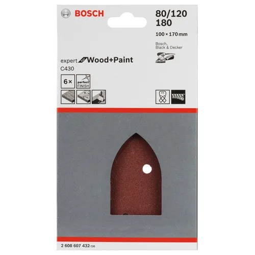 Slippapper C430 Delta 95x135 mm K80-K180, 6-pack