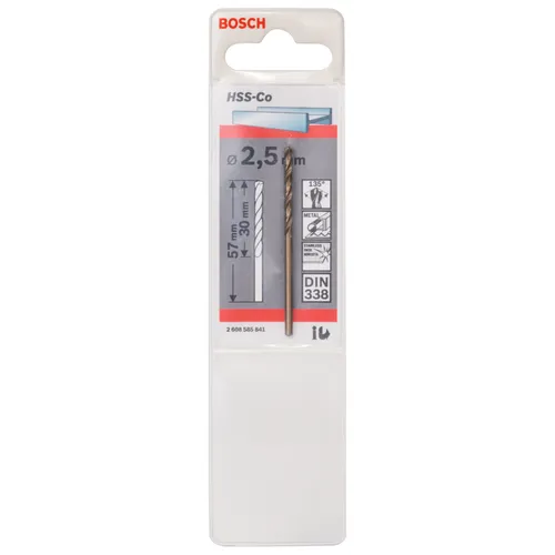 Metallborr HSS-CO 2,5x30/57 mm, 1-pack