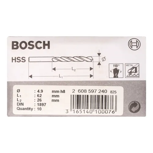 Karosseriborr HSS-R 4,9x26/62 mm