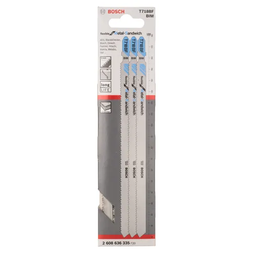 Sticksågsblad T 718 BF Flexible Metall-Sandwich 180 mm, 3-pack